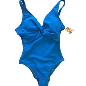 NWT Robert Graham Womens Blue Swimsuit One Piece Size 4 Soft Cup Bra Resort